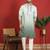 cotton silk ombre mirror work green kurta