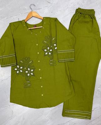 Ollive pure cotton embroidered co-ord set 4