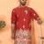 ethnic cotton silk multi embroidered detailed daman work red kurta