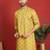ethnic cotton silk embroidered thread work mustard kurta