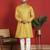 ethnic cotton silk embroidered thread work mustard kurta