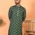 ethnic cotton silk embroidered thread work olive green kurta