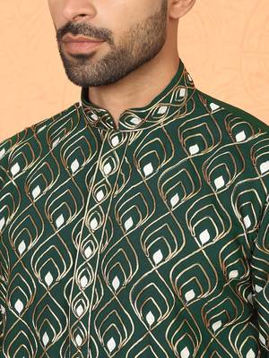 ethnic cotton silk embroidered thread work olive green kurta 2
