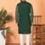 ethnic cotton silk embroidered thread work olive green kurta