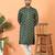 ethnic cotton silk embroidered thread work olive green kurta