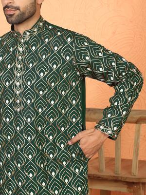 ethnic cotton silk embroidered thread work olive green kurta 5