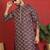 ethnic cotton silk embroidered thread work wine kurta