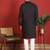 cotton silk zari placement embroidered detail daman work black kurta