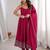 Rani pink roman silk chanderi anarkali suit set