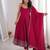 Rani pink roman silk chanderi anarkali suit set