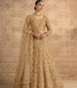 Golden Butterfly Net fabric with Embroidered, Resham, Sequence, Thread work Lehengas For Your Wedding Look