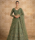 Green Butterfly Net fabric with Embroidered, Resham, Sequence, Thread work Lehengas For Your Wedding Look