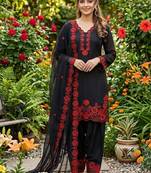 Red crape silk farshi salwar suit with organza dupatta