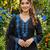 Blue crape silk farshi salwar suit with organza dupatta