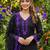 Purple crape silk farshi salwar suit with organza dupatta