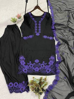 Purple crape silk farshi salwar suit with organza dupatta 4