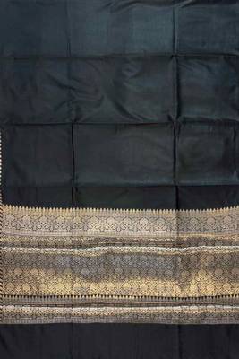 Black Colour Semi Silk Banarasi Saree with  plain anchal border  work 4