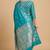 Turquoise Semi Silk Banarasi Saree With Floral Zari Work