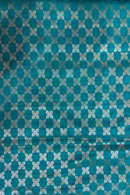 Turquoise Semi Silk Banarasi Saree With Floral Zari Work 5