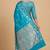 Skyblue Semi Silk Banarasi Saree With  Floral Zari Work