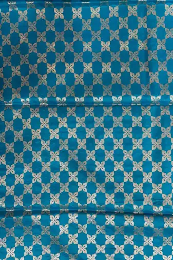 Skyblue Semi Silk Banarasi Saree With  Floral Zari Work