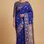 Royal Blue Semi Silk Banarasi Saree With  Floral Zari Work