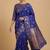 Royal Blue Semi Silk Banarasi Saree With  Floral Zari Work