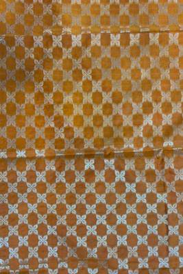 Orange Semi Silk Banarasi Saree With  Floral Zari Work 5