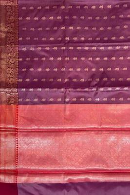 Rosegold Semi Silk Banarasi Saree With Floral Zari Work 4