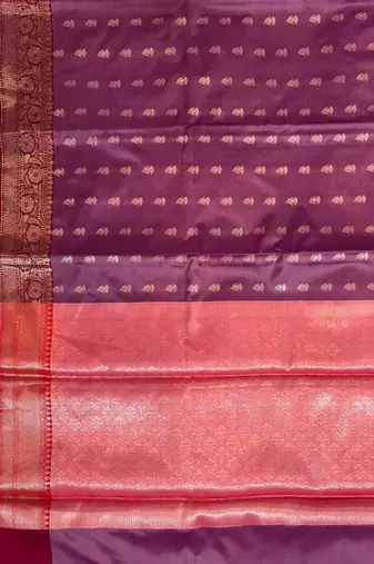Rosegold Semi Silk Banarasi Saree With Floral Zari Work