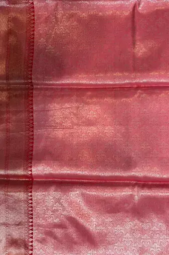 Rosegold Semi Silk Banarasi Saree With Floral Zari Work