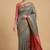Grey Semi Silk Banarasi Saree  With  Floral Zari Work