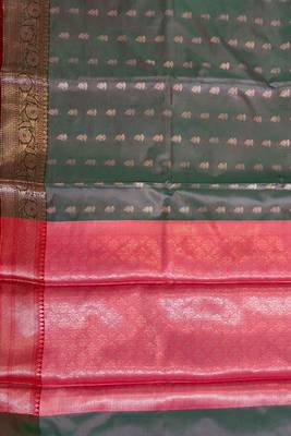 Grey Semi Silk Banarasi Saree  With  Floral Zari Work 4