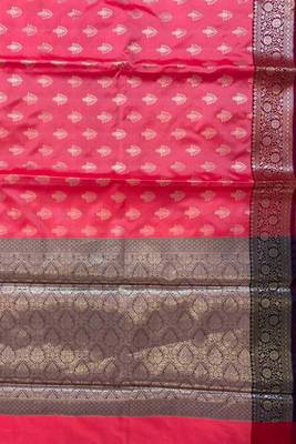 Fusia Pink Semi Silk Banarasi Saree With Floral Zari Work 4