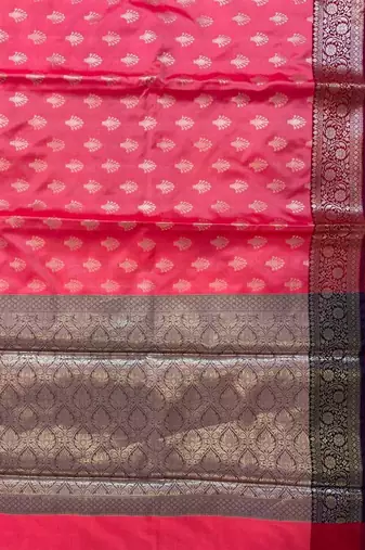 Fusia Pink Semi Silk Banarasi Saree With Floral Zari Work