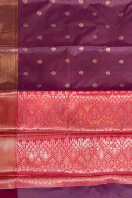 Lavender Semi Silk Banarasi Saree With Floral Zari Booti Work 4