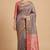Light Brown Semi Silk Banarasi Saree With Floral Zari Booti Work