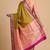 Mehendi Semi Silk Banarasi Saree With Floral Zari Booti Work