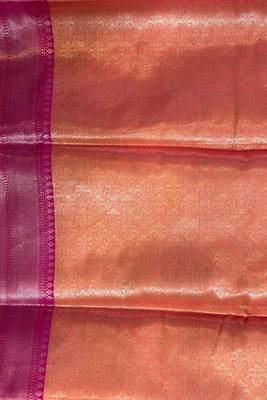 Mehendi Semi Silk Banarasi Saree With Floral Zari Booti Work 5