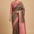 Brown Semi Silk Banarasi Saree With Floral Zari Booti Work