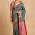 Seagreen Semi Silk Banarasi Saree With Floral Zari Booti Work