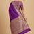 Purple Semi Silk Banarasi Saree With Plain Anchal Border Work