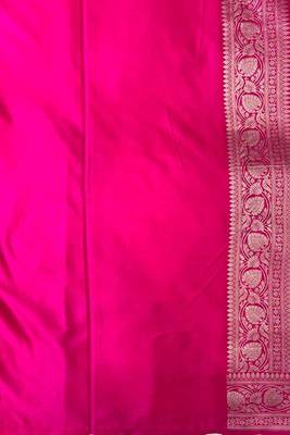 Ranipink Semi Silk Mashru Banarasi Saree With Silver Zari Booti Work 5