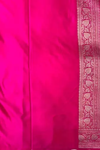 Ranipink Semi Silk Mashru Banarasi Saree With Silver Zari Booti Work