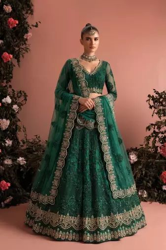 Green Butterfly Net fabric with Embroidered, Resham, Sequence, Thread work Lehengas For Your Wedding Look