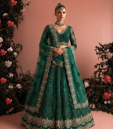 Green Butterfly Net fabric with Embroidered  Resham  sequin   Thread work Lehengas For Your Wedding Look
