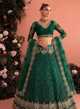 Green Butterfly Net fabric with Embroidered, Resham, Sequence, Thread work Lehengas For Your Wedding Look
