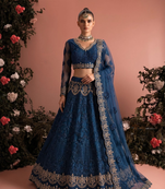 Blue Butterfly Net fabric with Embroidered, Resham, Sequence, Thread work Lehengas For Your Wedding Look