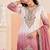 Designer pink ombre straight suit for women with hand embroidery