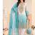 Designer sky blue ombre straight suit for women with hand embroidery